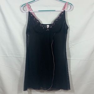 Popsi Lingerie Babydoll Black And Pink Lace Sz XL